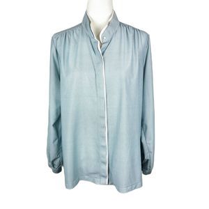 Mdme Joren Button Down Shirt Women 40 Blue Checkered Long Sleeve Casual VTG